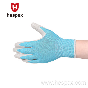 Hespax Breath Anti-slip Polyester Latex Foam Coated Glove
